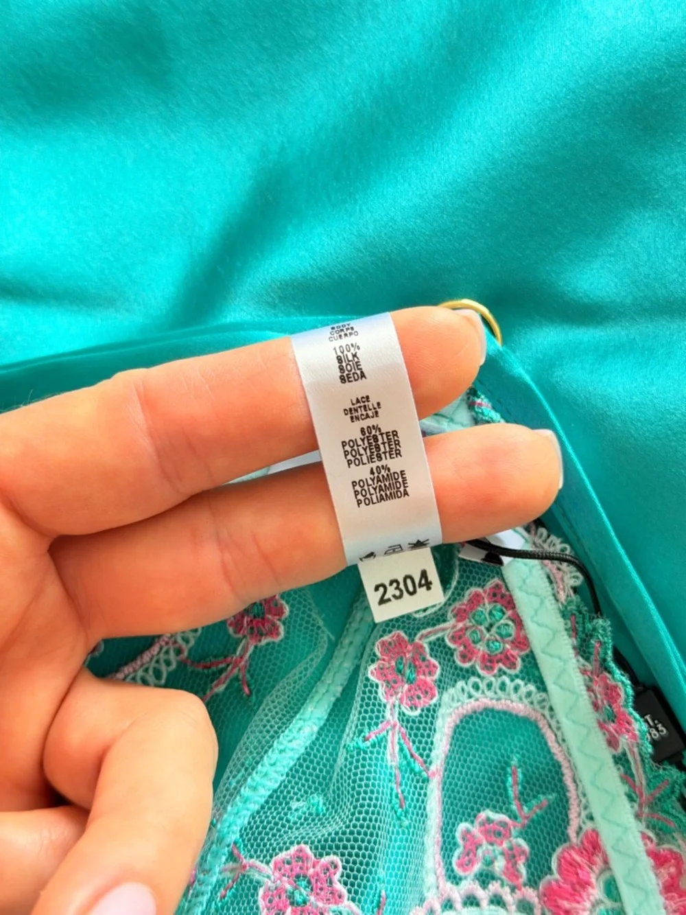 NWT! Cosabella Sanika Italian Turquoise Silk Chemise Size S with Panties Size M